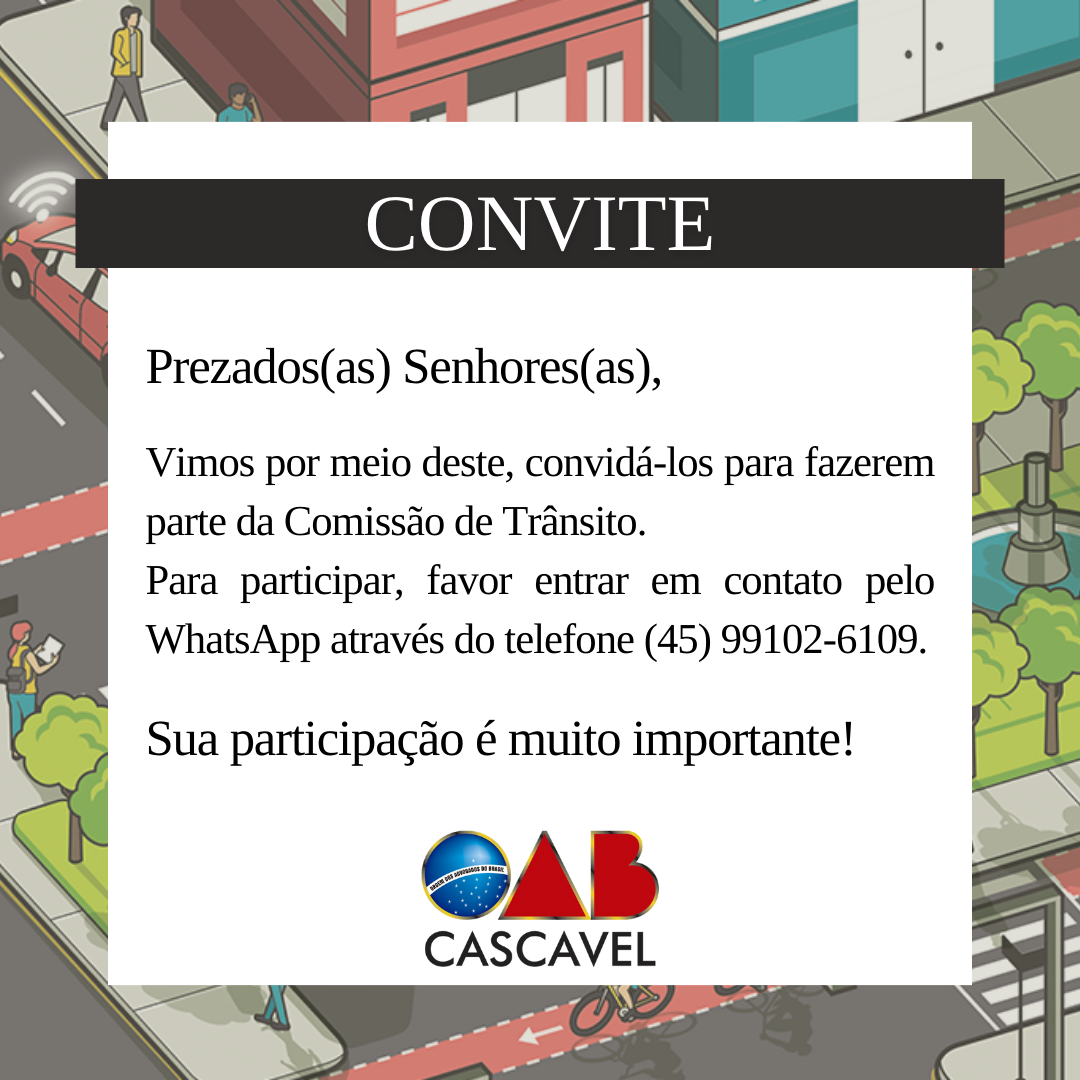 CONVITE - COMISSÃO DE TRÂNSITO 